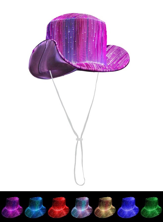 Litdevil LED Bucket Hat for Women - Light up Fisherman Cap 7 Colors Glow in The Dark Funny Hats USB Rechargeable Rave Party Hats (Cowboy Hat White) - Image 1